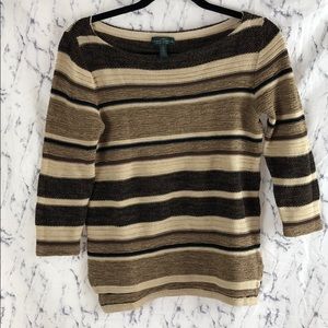 Ralph Lauren Brown Stripe Oatmeal Color Sweater